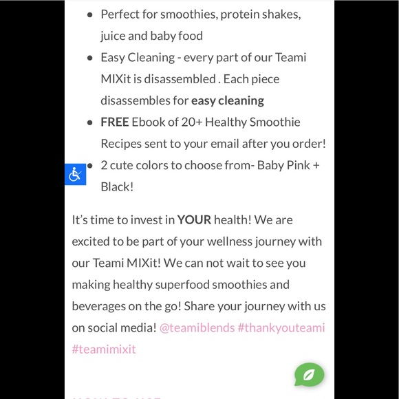 🛑SOLD🛑NIB- Teamí MIXit 30 second Smoothie Maker! - Picture 8 of 9